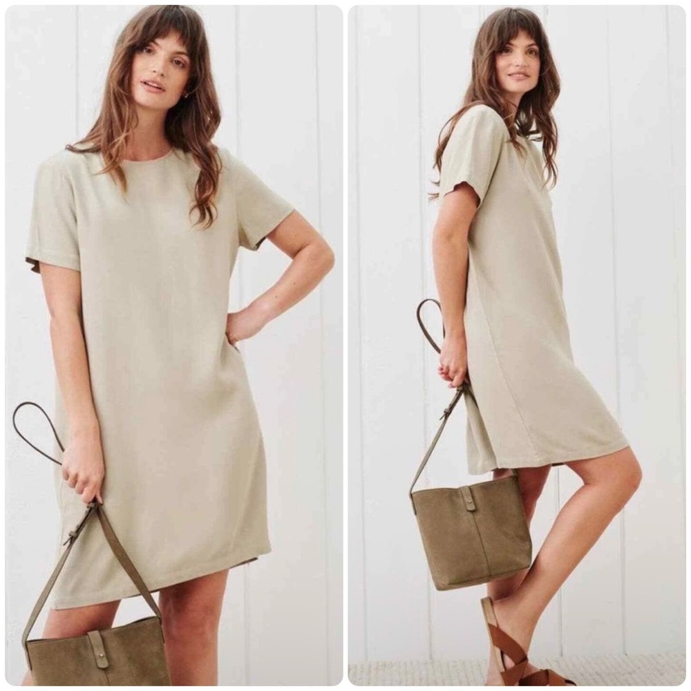 Jenni Kayne Womens Palmer Viscose Minimalist Shift T-Shirt Dress Size S Willow